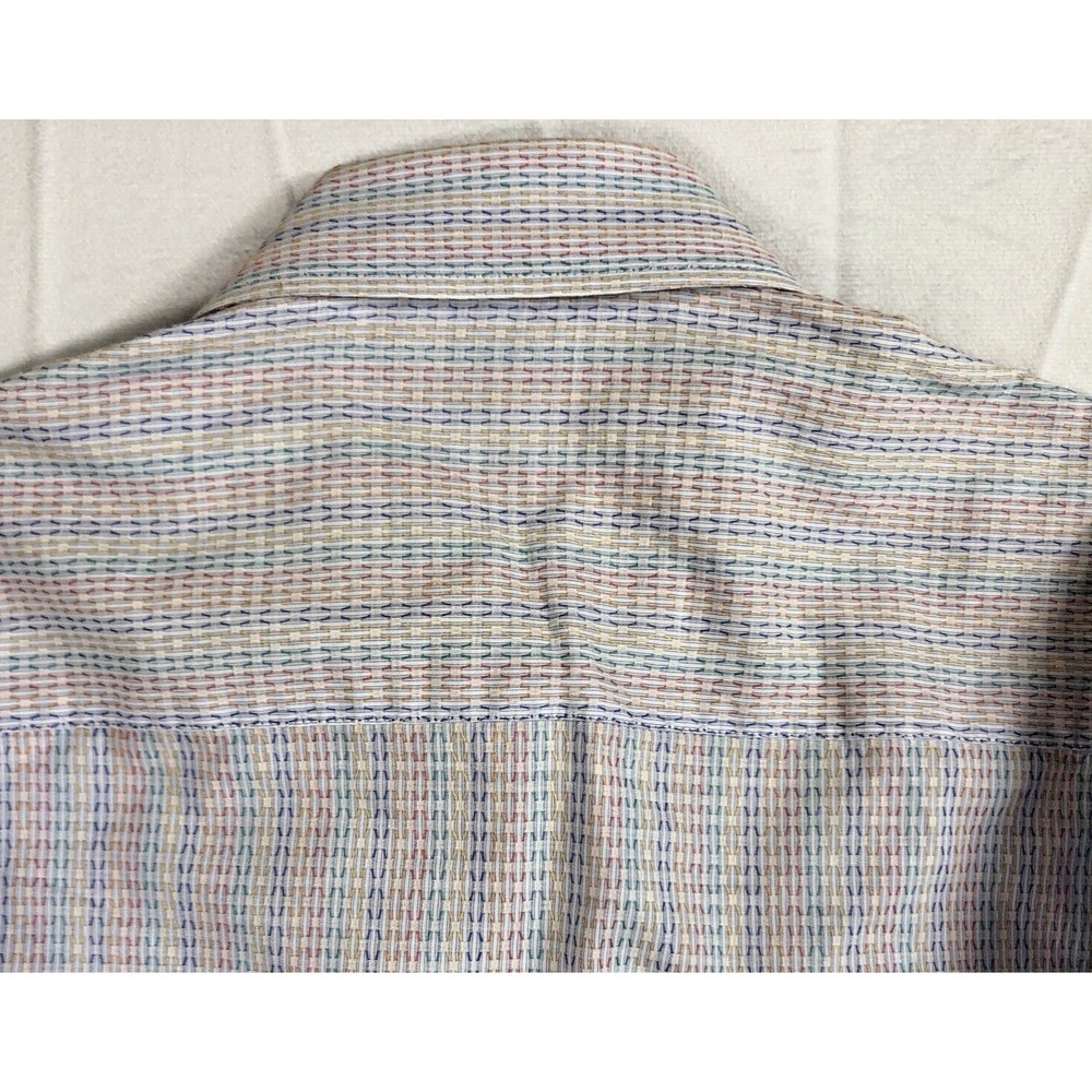 Visconti Black Shirt Men's S Striped Multicolor Flip Cuff Button Up Long Sleeve - Picture 8 of 14